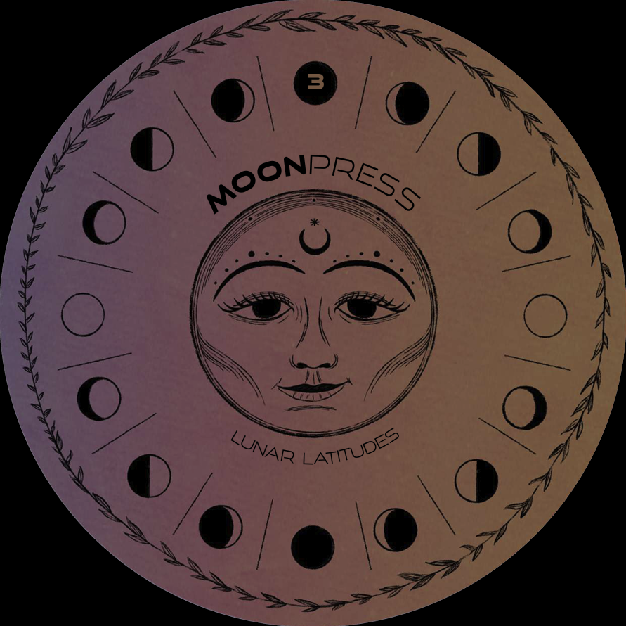 moon press issue 3 cover with face inside lunar cycle diagram