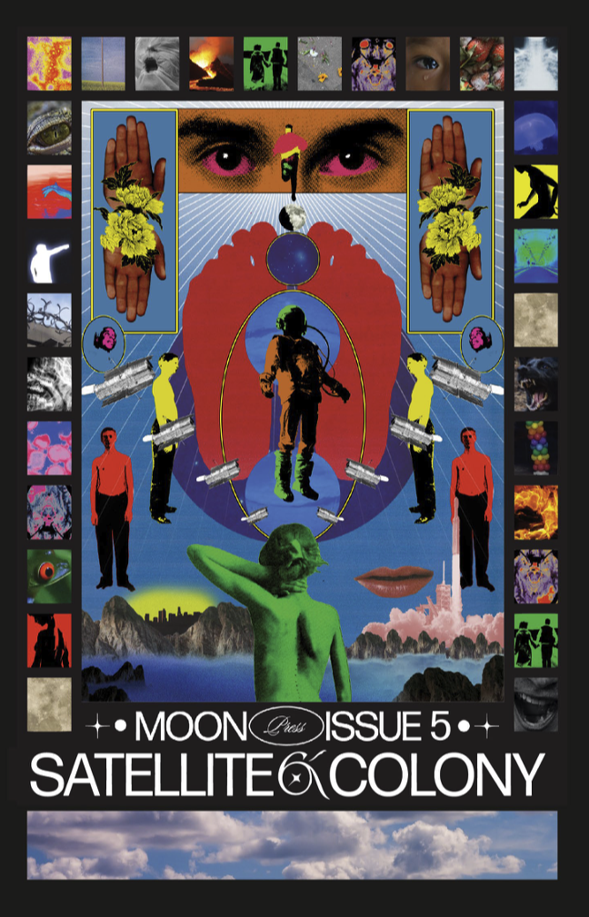moon press issue 5 cover with collage of people and moon pictures