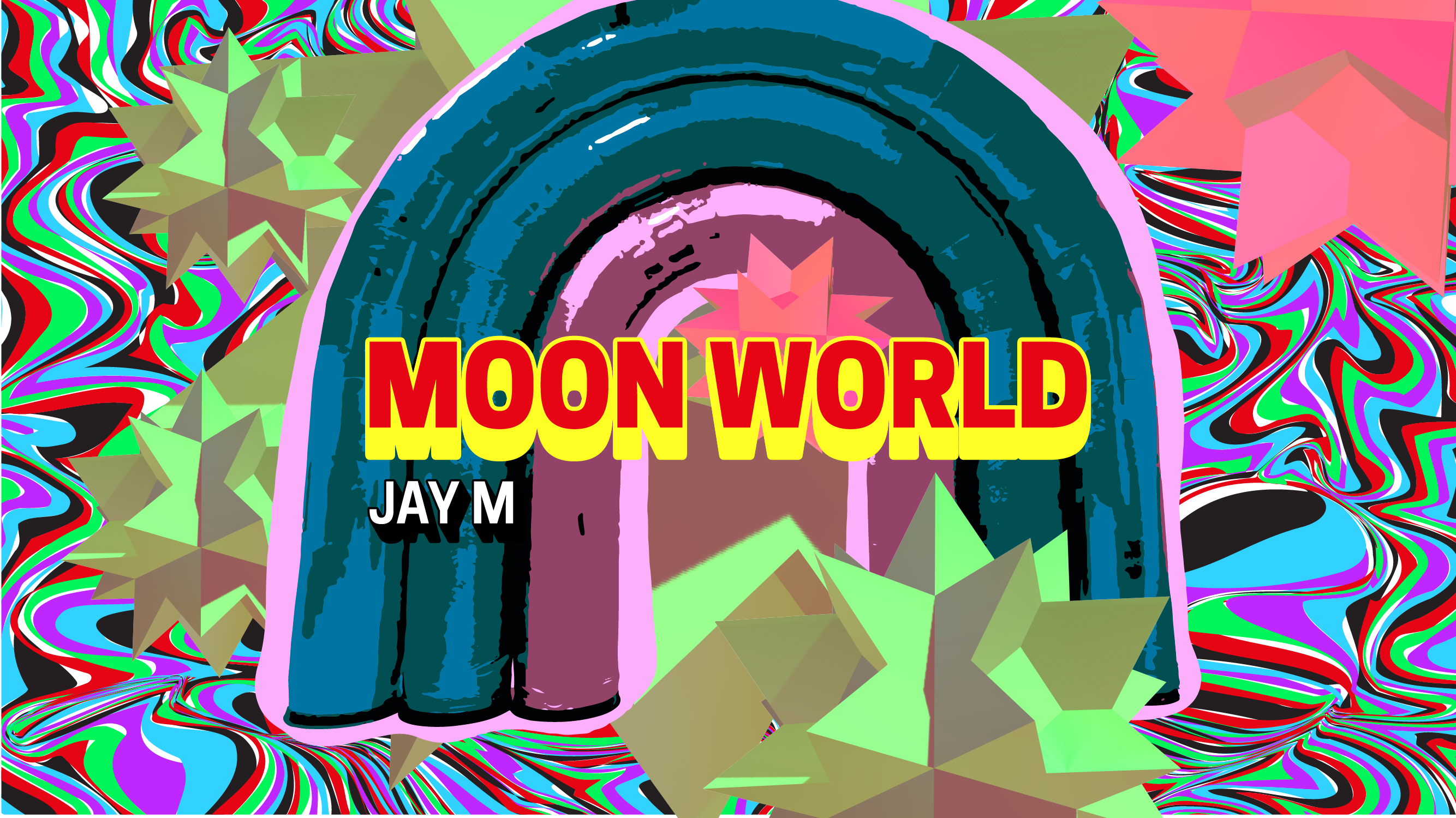 a colourful image saying Moon World by jay m