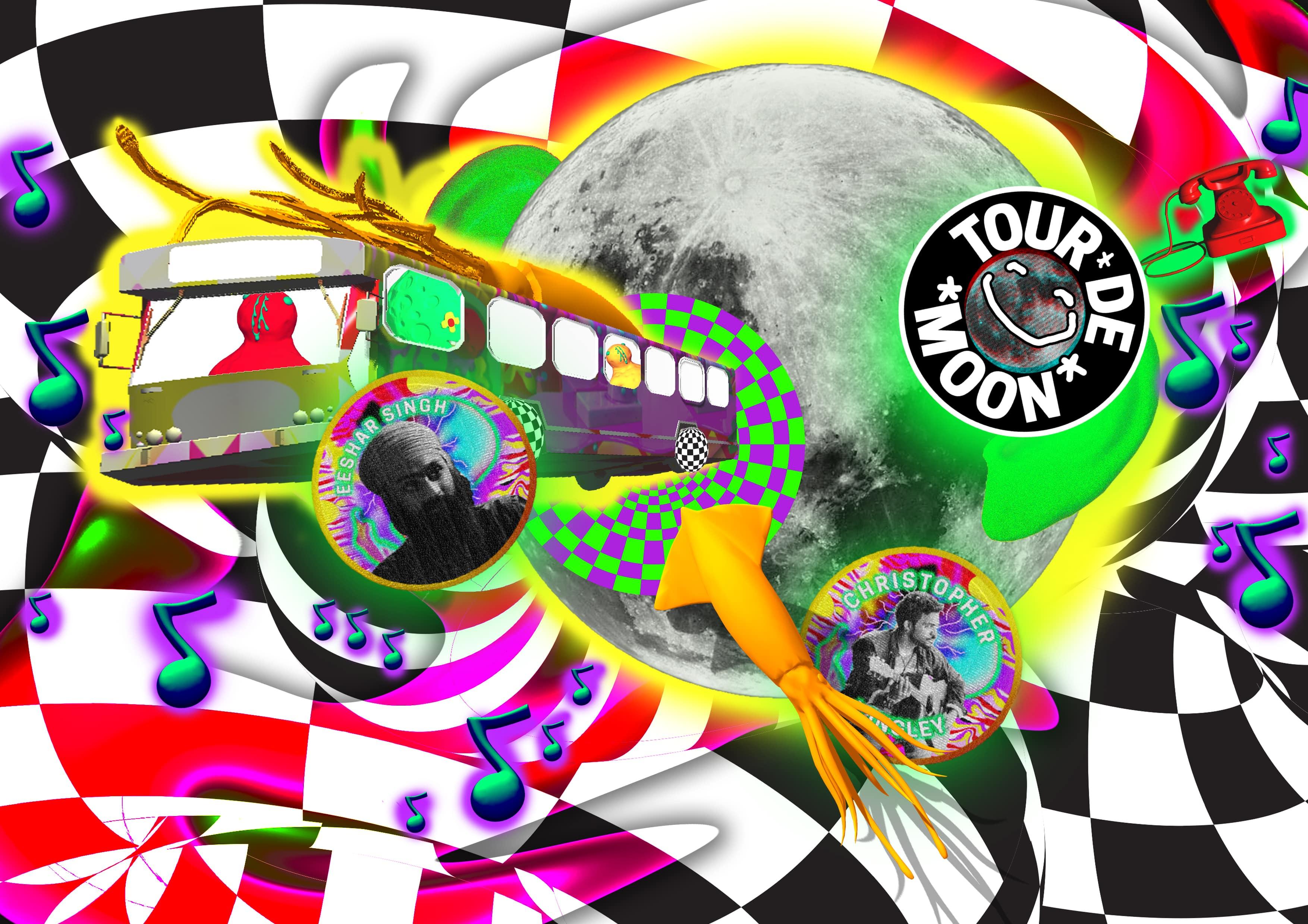 Moon arkestra bus image and chessboard
